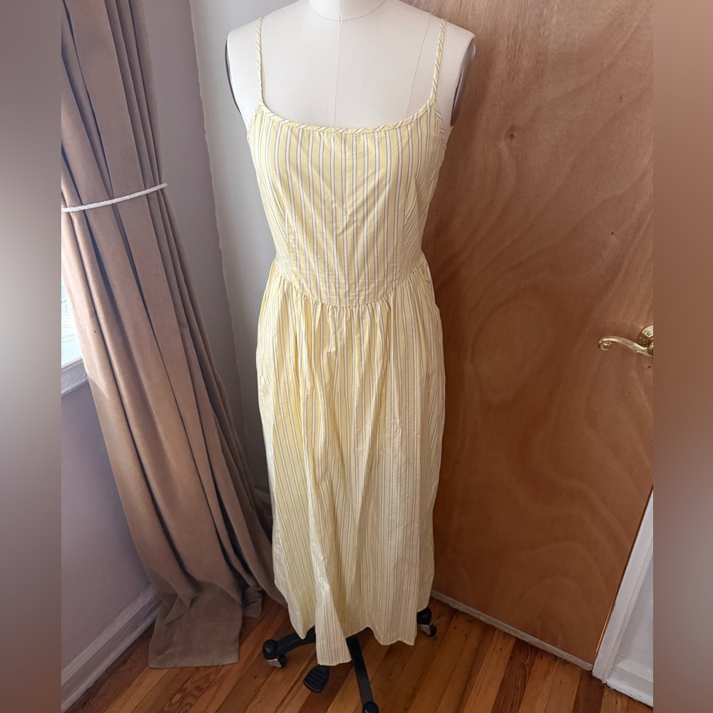 GAP Yellow and White Striped Maxi Dress